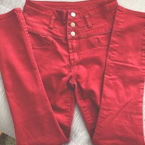 High waist button up skinny jeans